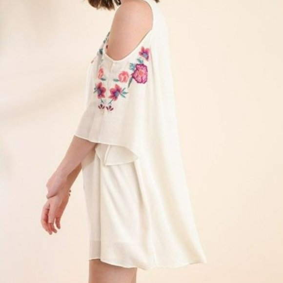 Swing Dress UMGEE , A-Line, Cold Shoulder, Embroidered - Picture 4 of 14